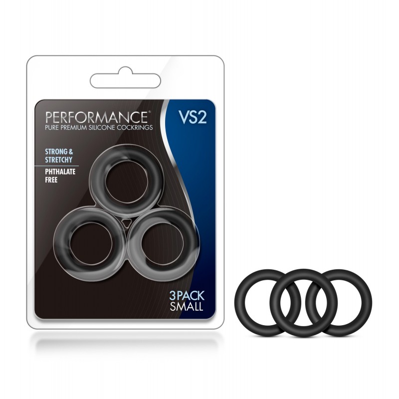 Performance VS2 Small Silicone Cock Rings - Black